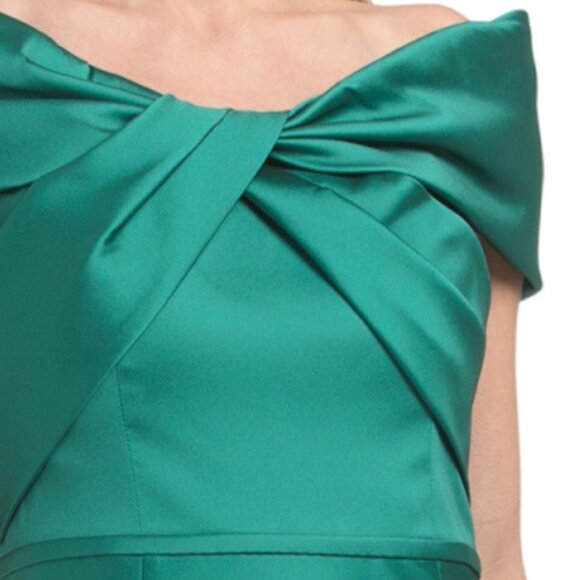 TERI JON Mikado Stretch Off The Shoulder Twist Full Skirt Gown - Picture 3 of 4